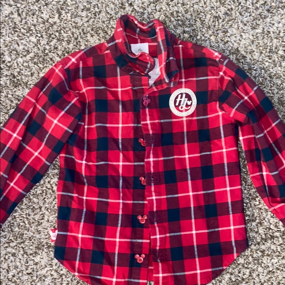 Disney Red and Blue Button Down Shirt